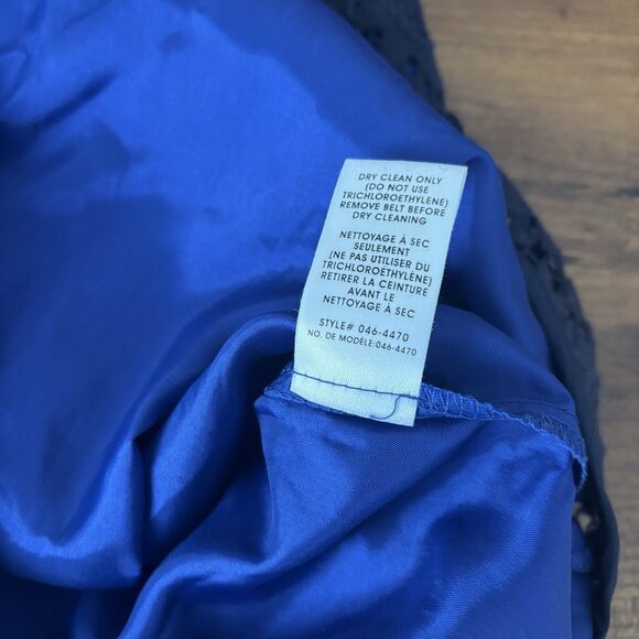 Nanette Lepore Womens 10 Around the World Sheath Dress Navy Blue Lace Bow Detail - Picture 7 of 10